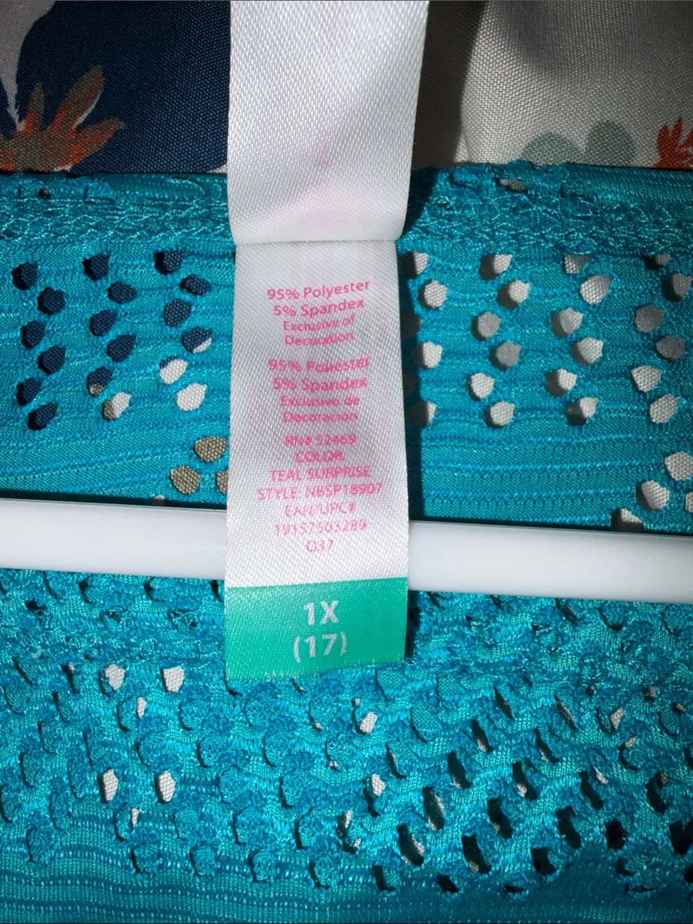 Women’s Teal Crochet Beach Cover-Up with Neon Tassel Drawstring - Picture 6 of 10